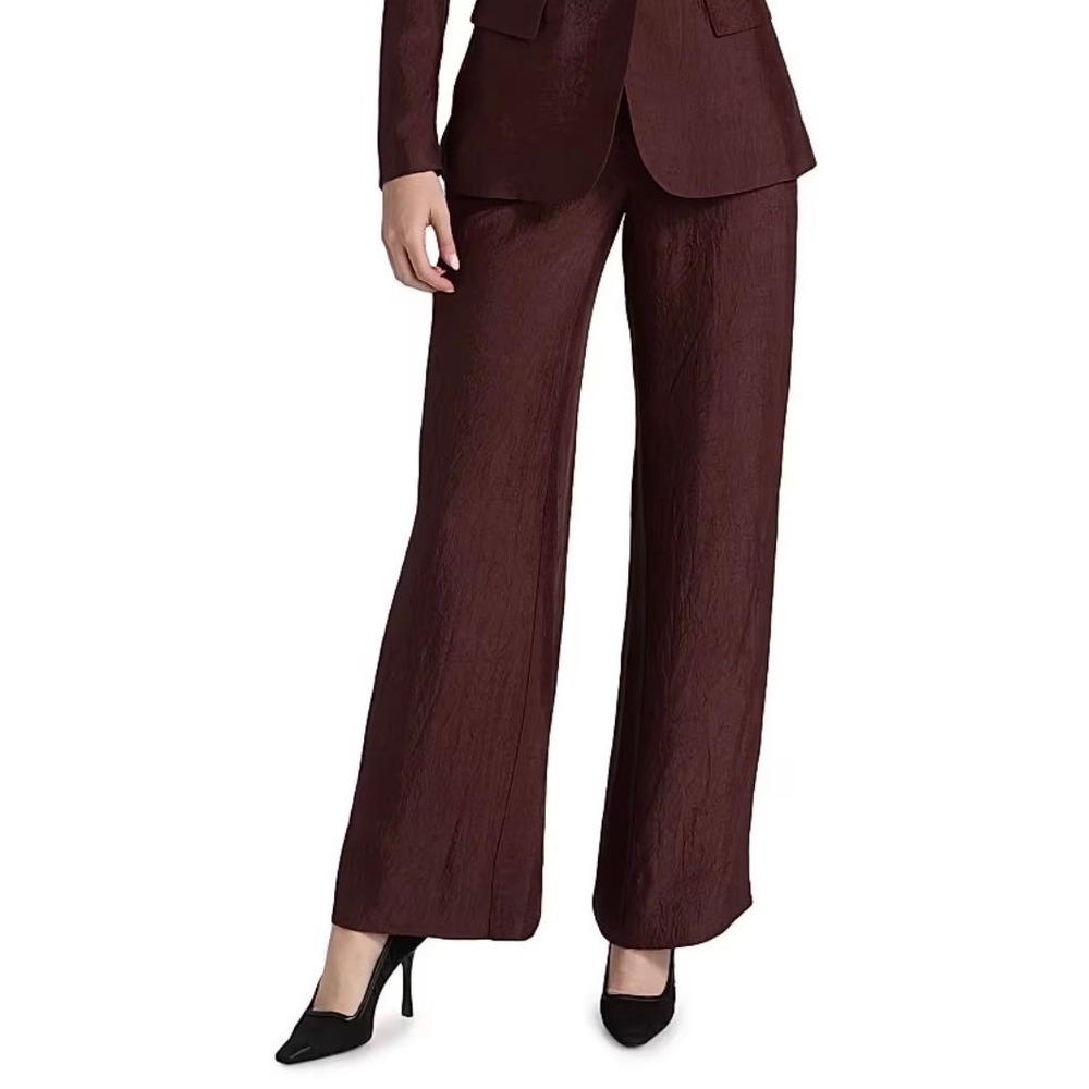 Jason Wu Collection Medjo Burgundy Textured Wide Leg Pants Size 6 NWT MSRP $995
